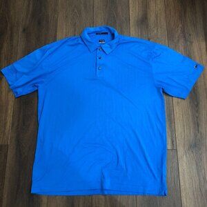 Tiger Woods Collection Shirt Mens XL Blue Short Sleeve Polo Grohe Logo READ DESC